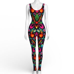 NEW L.O.M Fashion Festival Print Lycra RARE Sold Out Catsuit Jumpsuit XS
